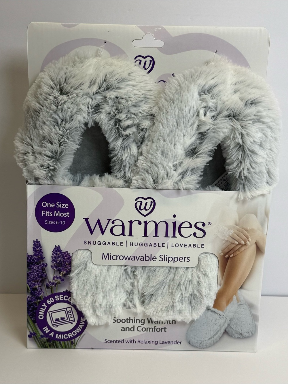 LADY Warmies Microwave Slipper BOOT Gray Lavender Scent SZ 6-10 NEW NWT Warm